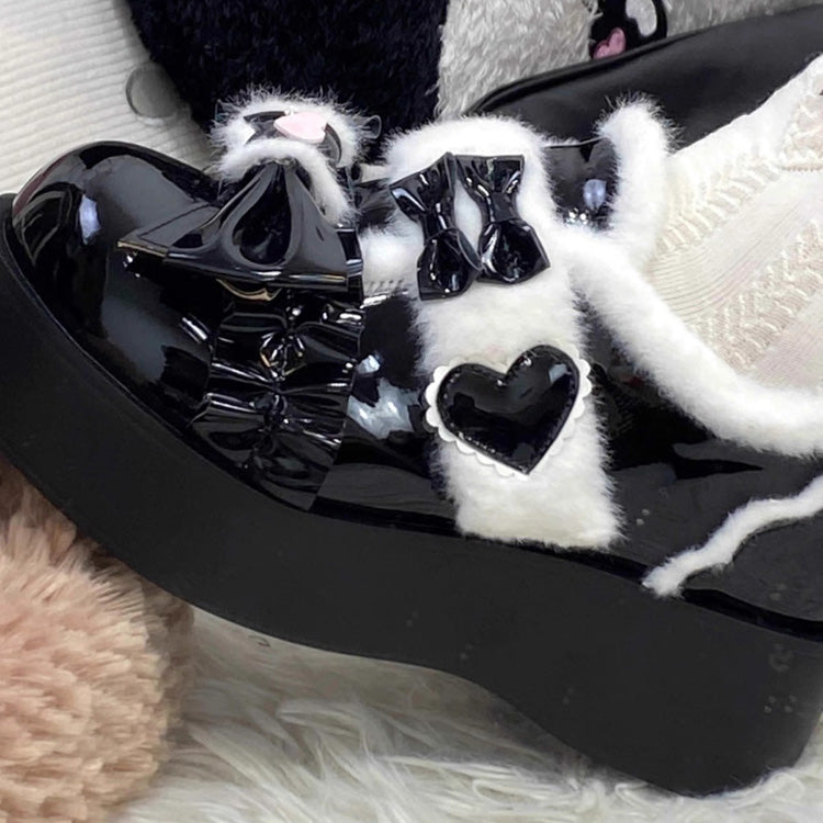 Plush and Thickened Bowknot Sweet Lolita Shoes 5 Colors