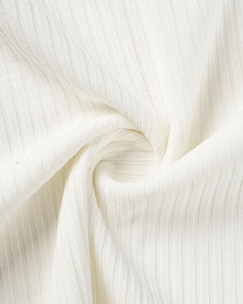 Katina Rose Ribbed White Long Sleeve Top