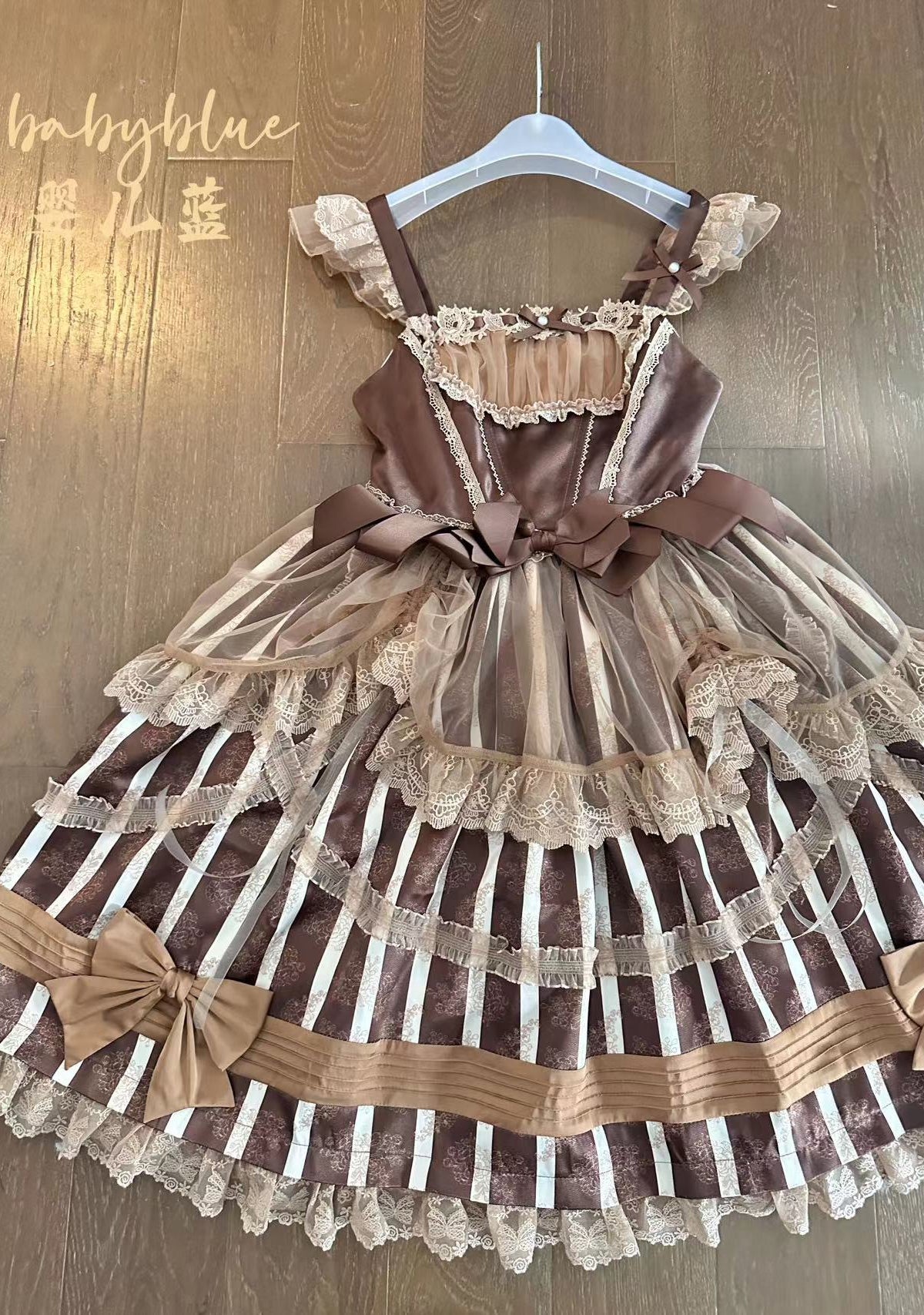 Baby Blue Mesh Pink Bow Lolita Dress