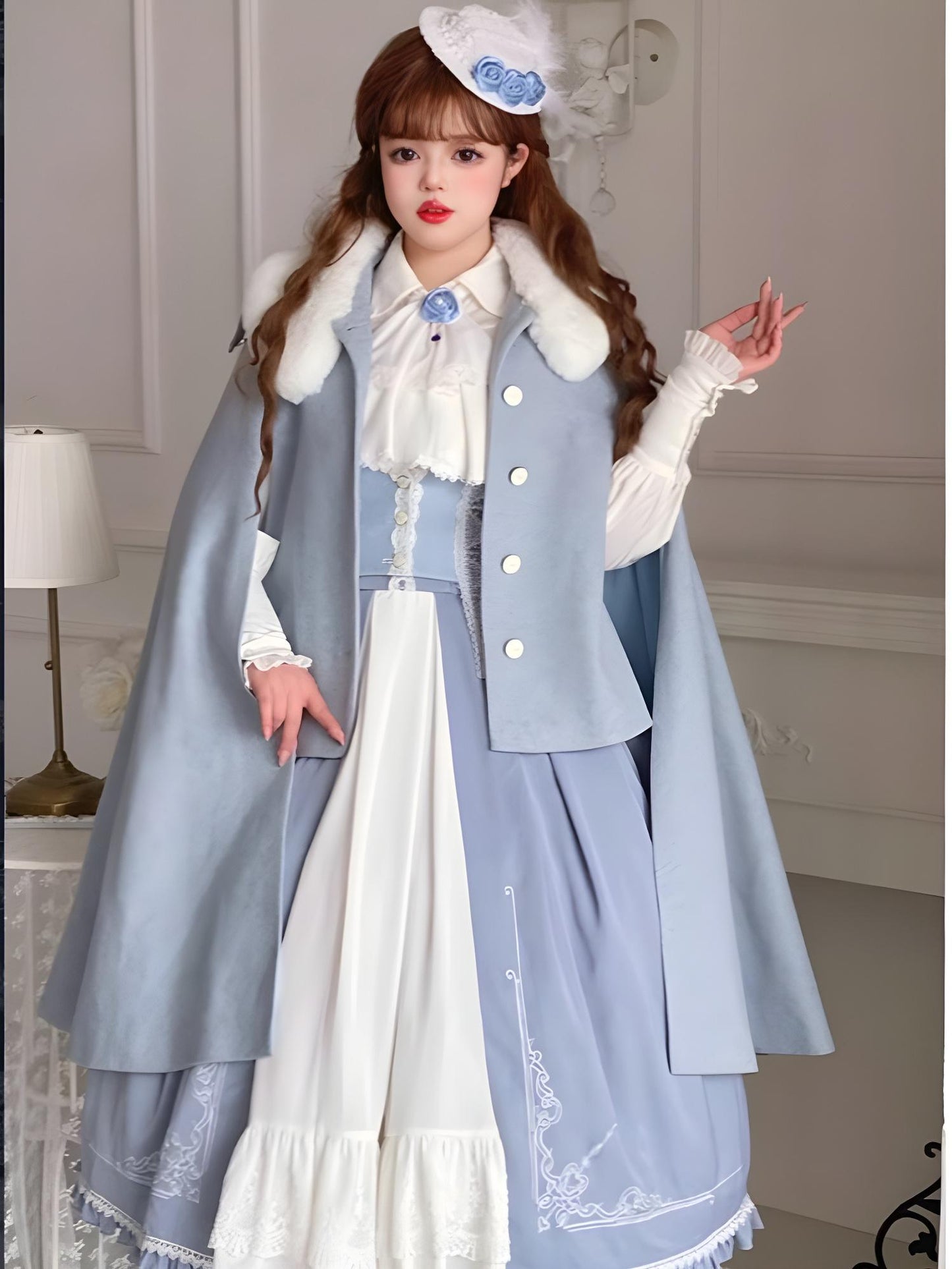 Classic Lolita Skirt Set Elegant Winter Cape