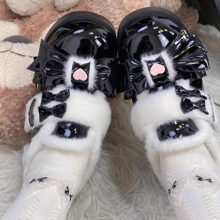 Plush and Thickened Bowknot Sweet Lolita Shoes 5 Colors