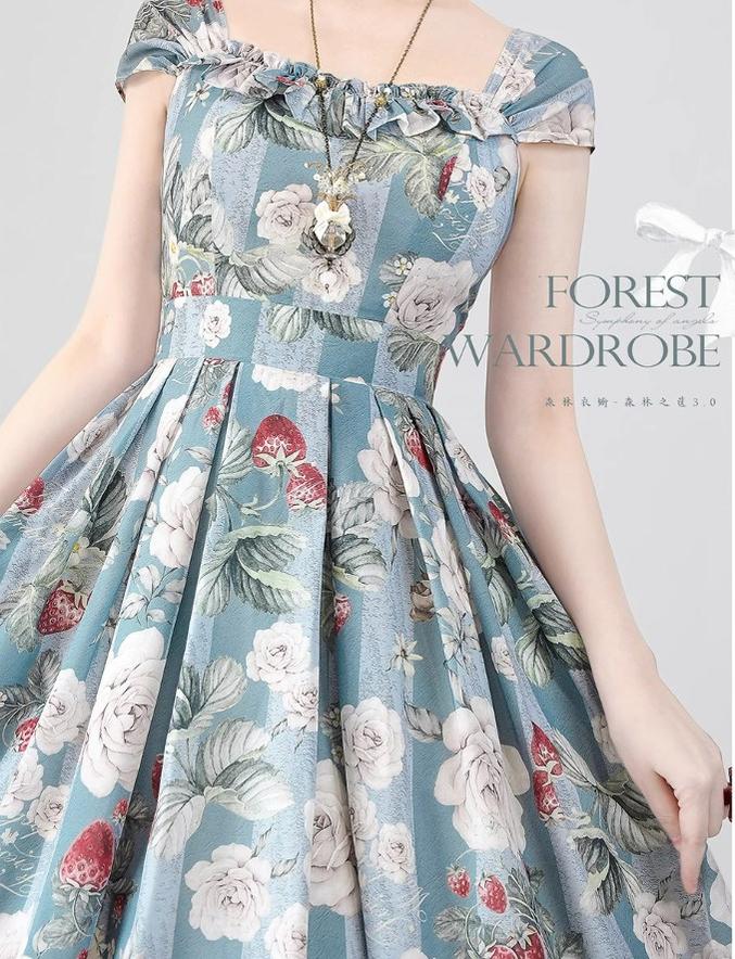 Vintage Lolita JSK Dress Summer Thin Dress sea salt berry magnolia