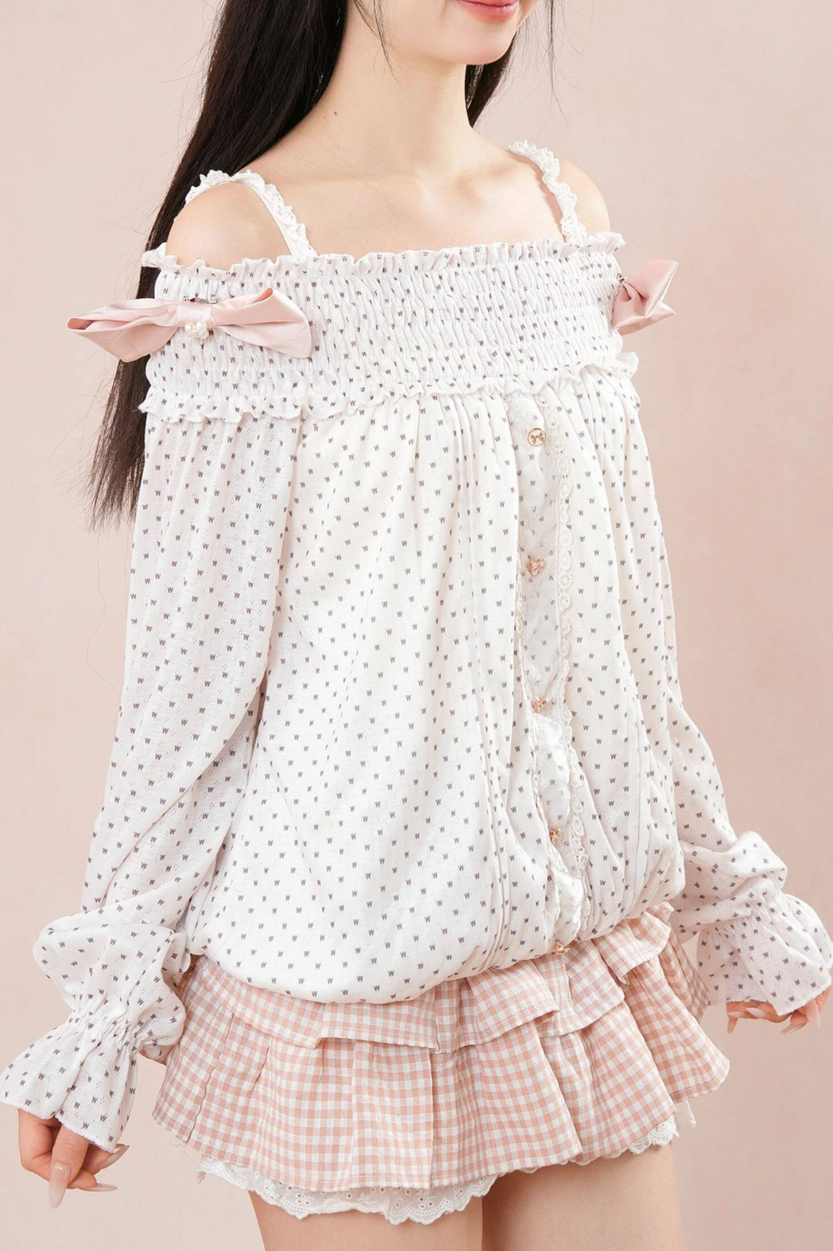 Polka Dot Balloon Sleeve Top + Cake Skirt Skirt