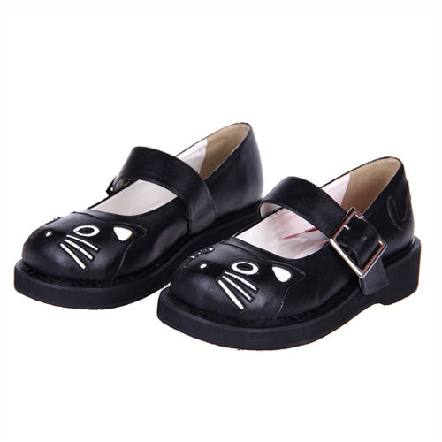 Black Patent Leather Point Toe Platform Sweet Lolita Shoes Black