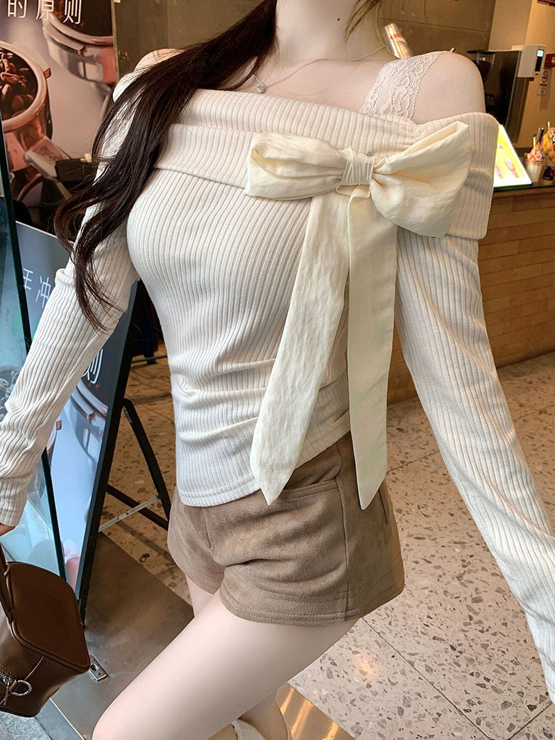 Off-shoulder slim fit sexy top color