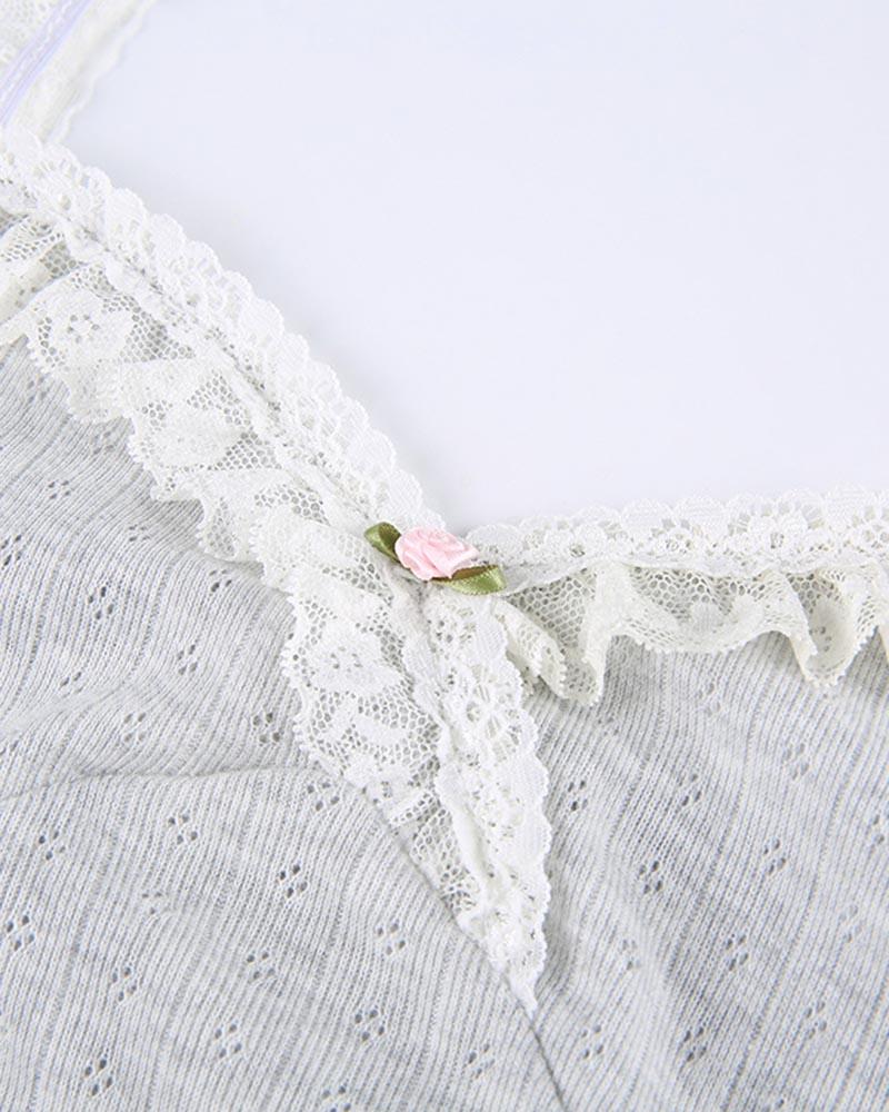 Snowrun Cami Ruffle Lace Tank Top