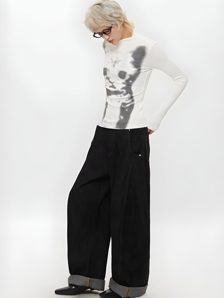 Cat High Neck Top White