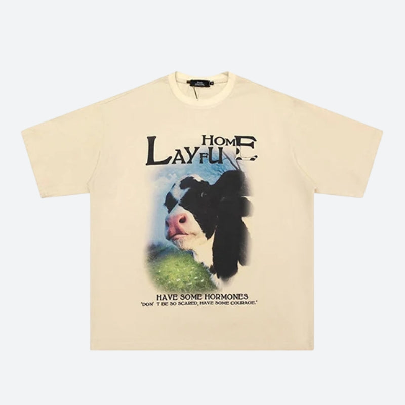 Cow Tee Beige