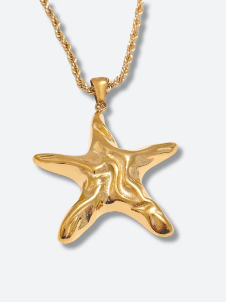 Golden Starfish Necklace & Earrings Set Gold Necklace