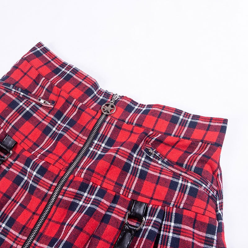 Egirl Punk Rock Red Plaid Skirt