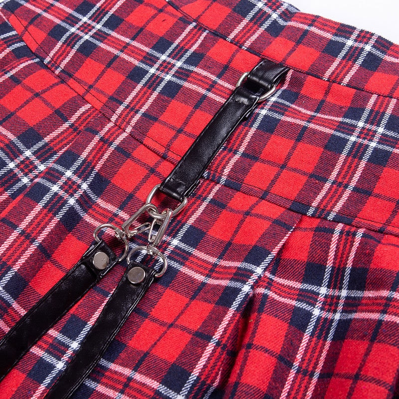 Egirl Punk Rock Red Plaid Skirt
