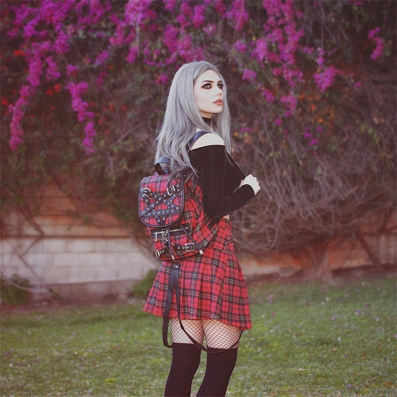 Egirl Punk Rock Red Plaid Skirt