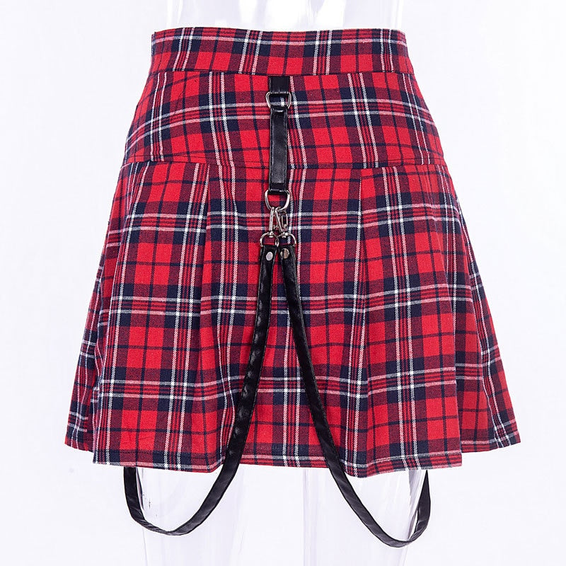 Egirl Punk Rock Red Plaid Skirt