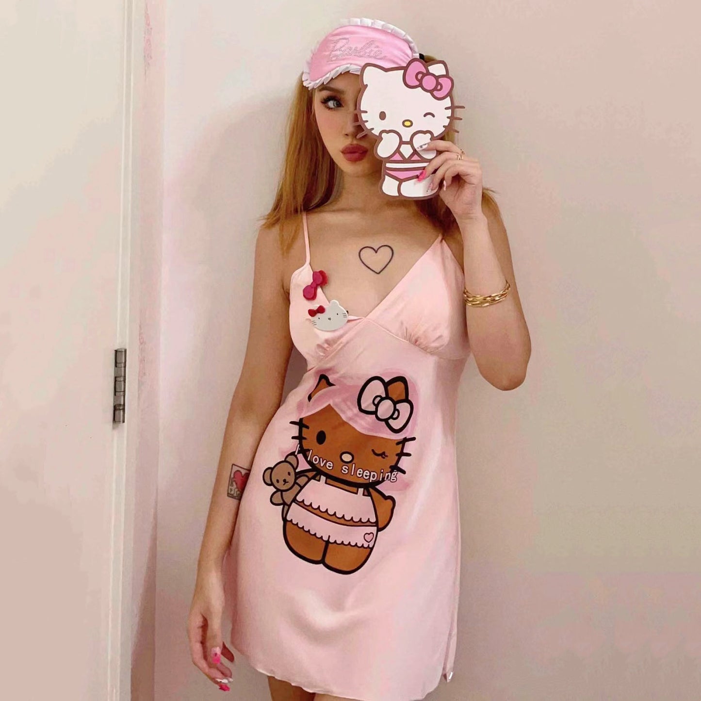 Pink suspender nightdress