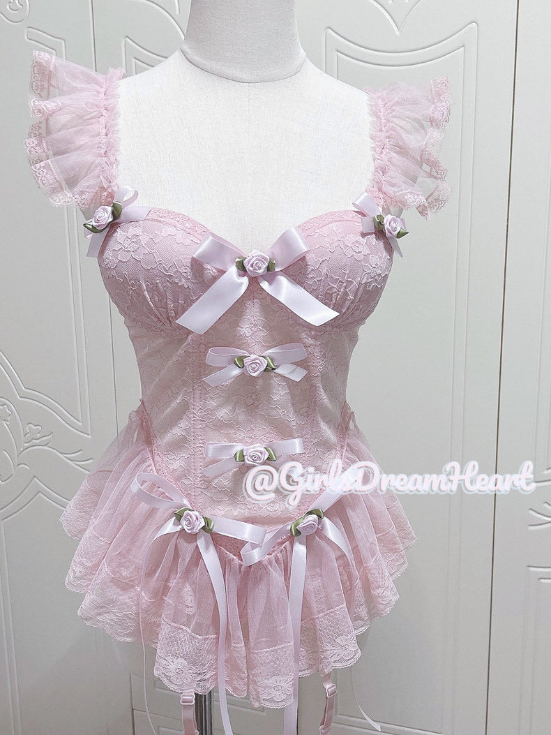 Sweet bow lace bra