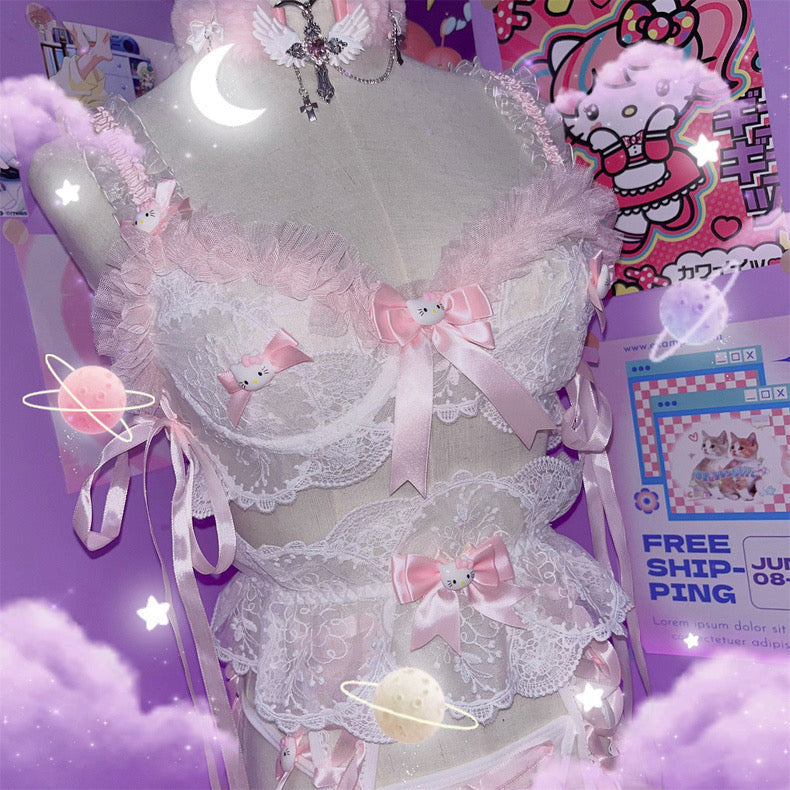 Sweet lace three-piece suit