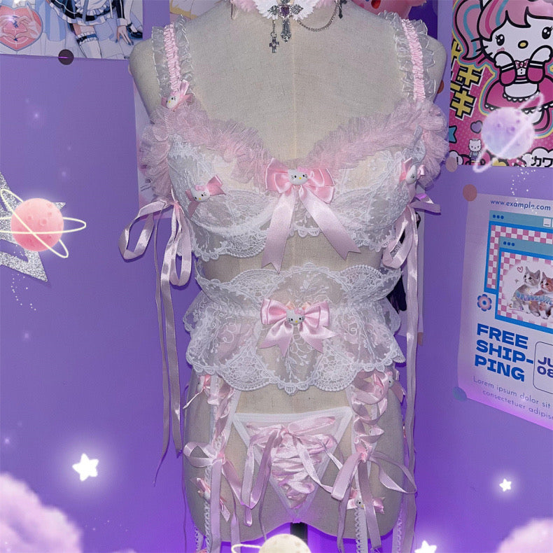 Sweet lace three-piece suit