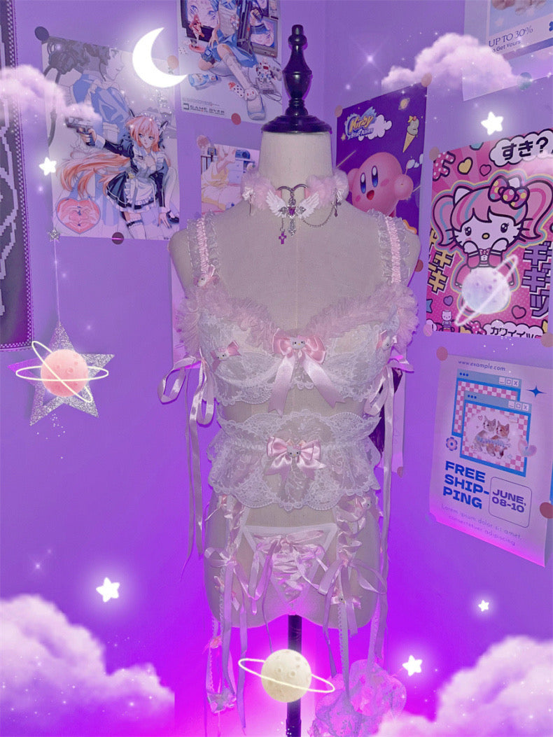 Sweet lace three-piece suit
