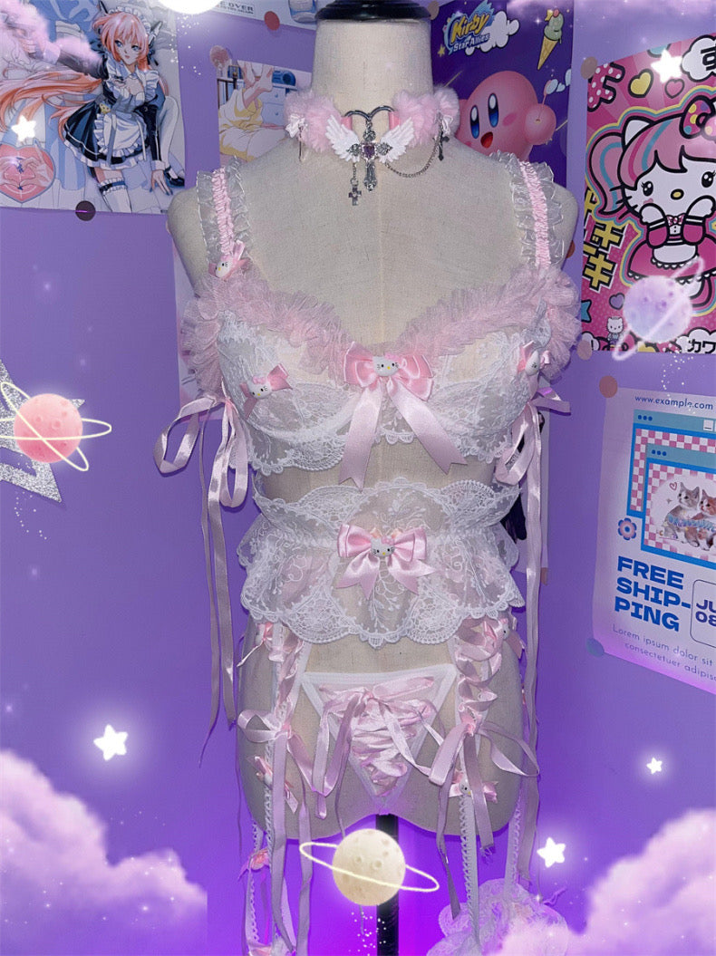 Sweet lace three-piece suit