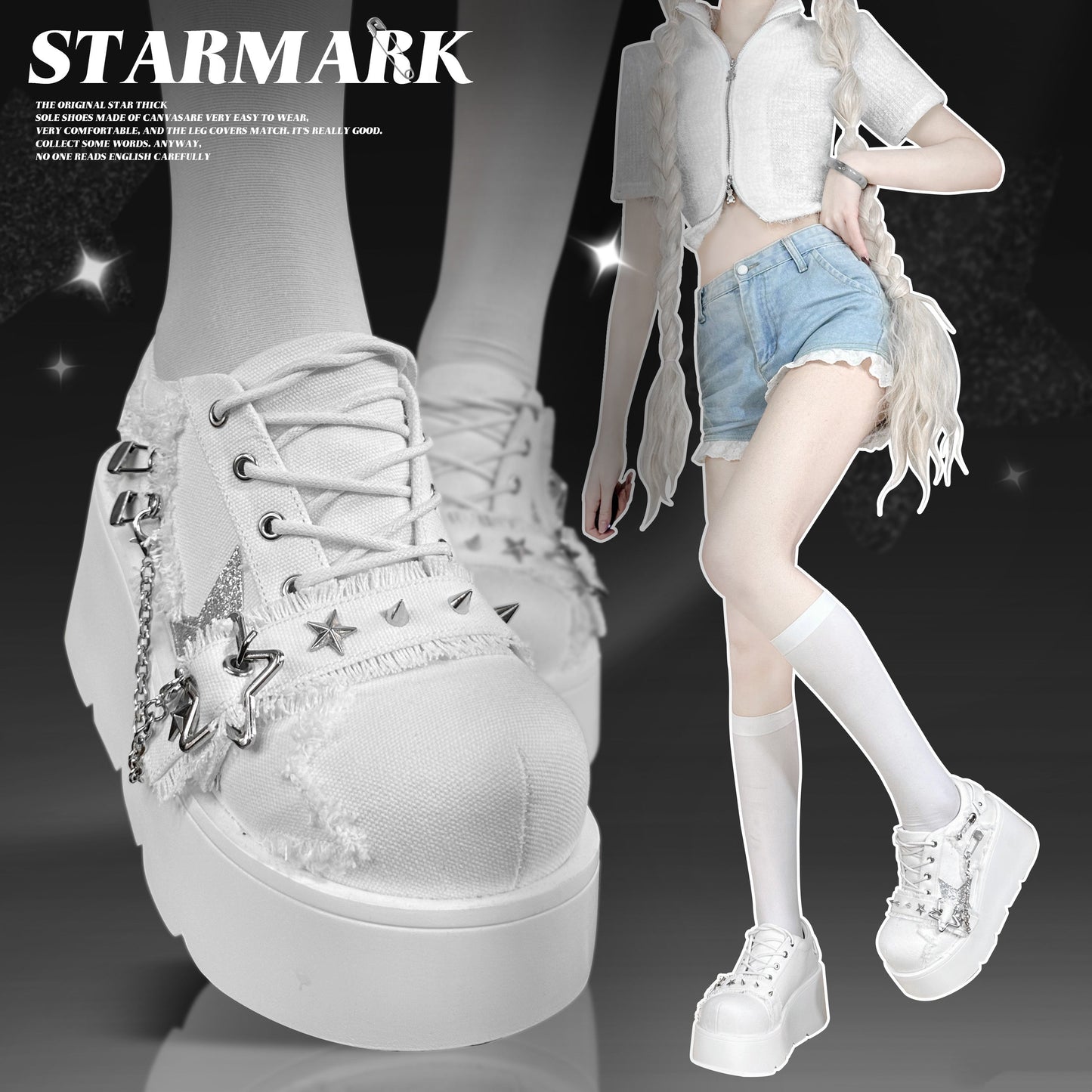 Star Mark Canvas Platform Shoes