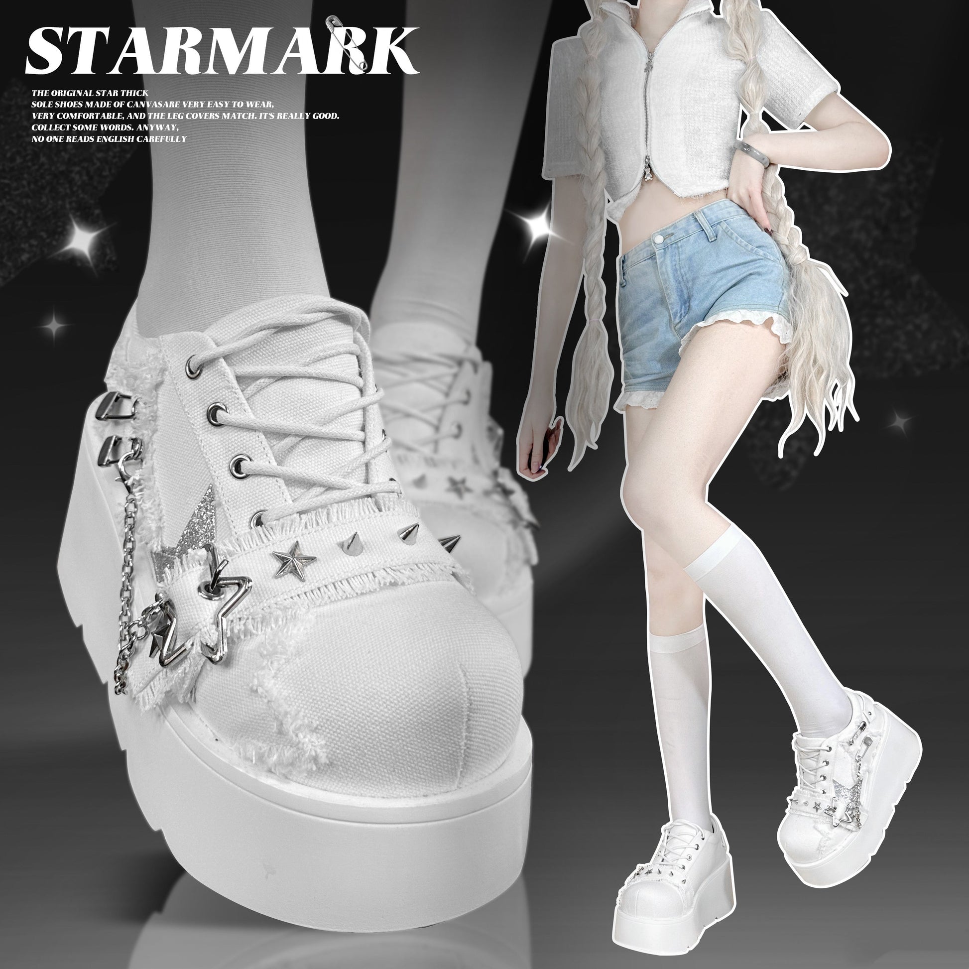 Star Mark Canvas Platform Shoes