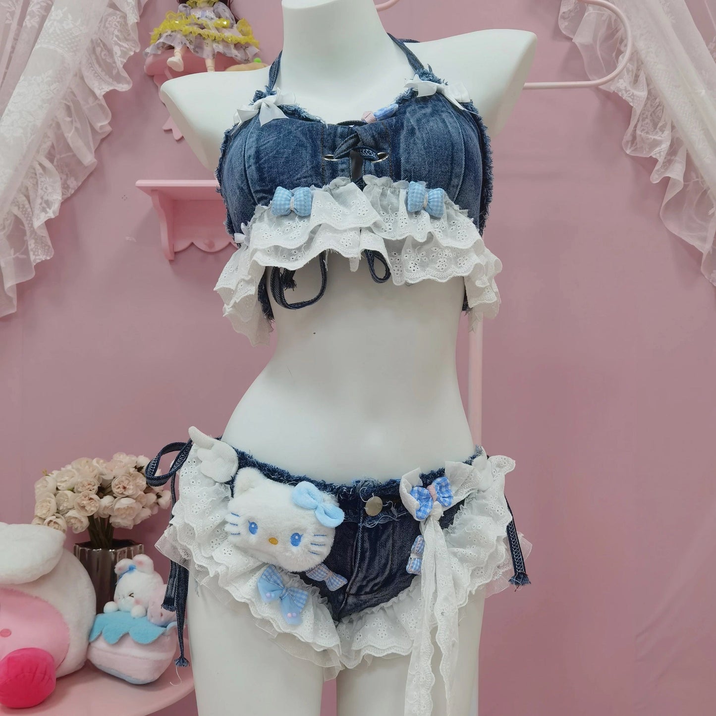 Sweet denim suit (two-piece set)
