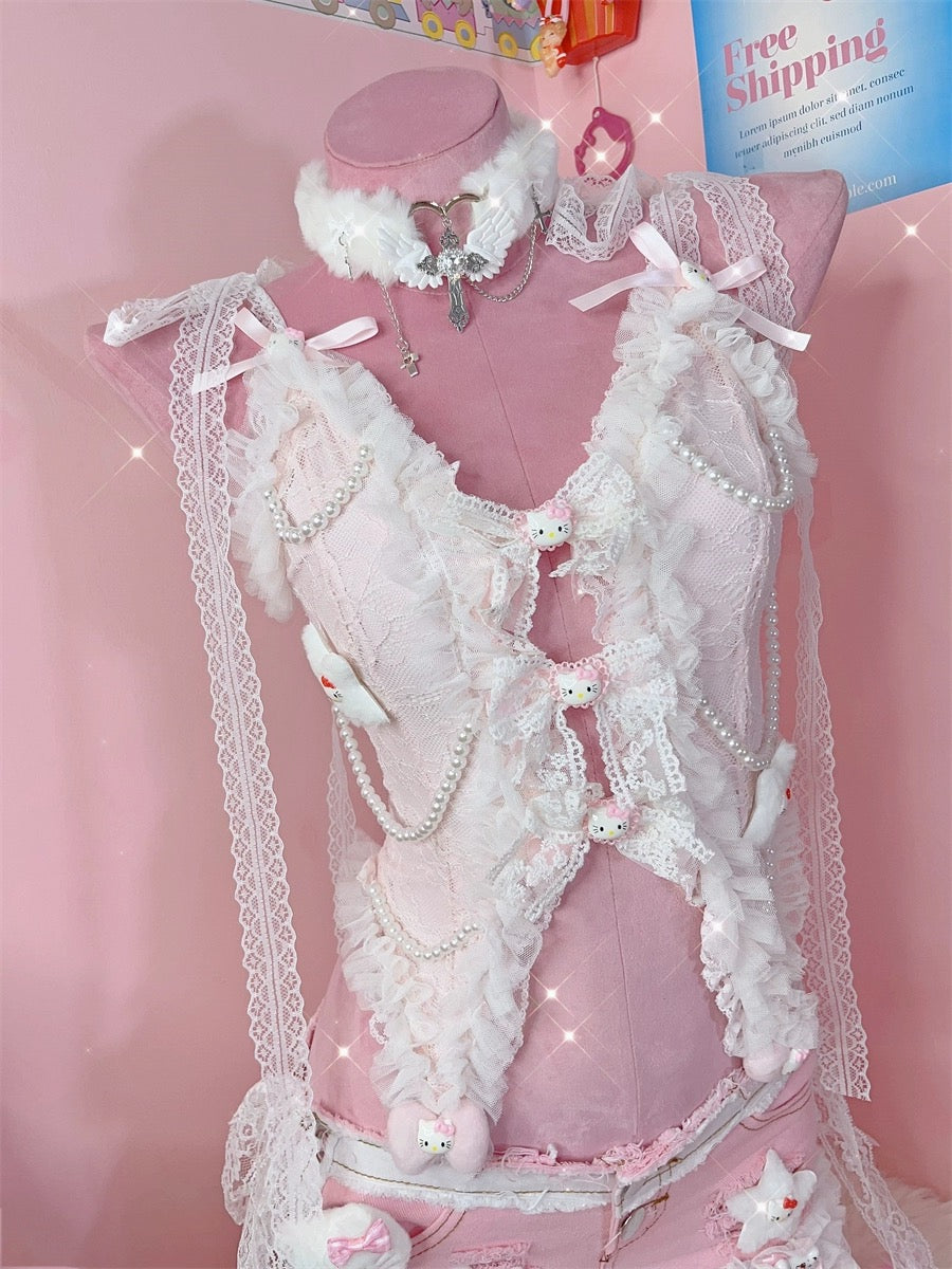 Lace Pearl Vest