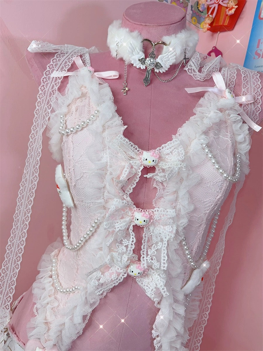 Lace Pearl Vest