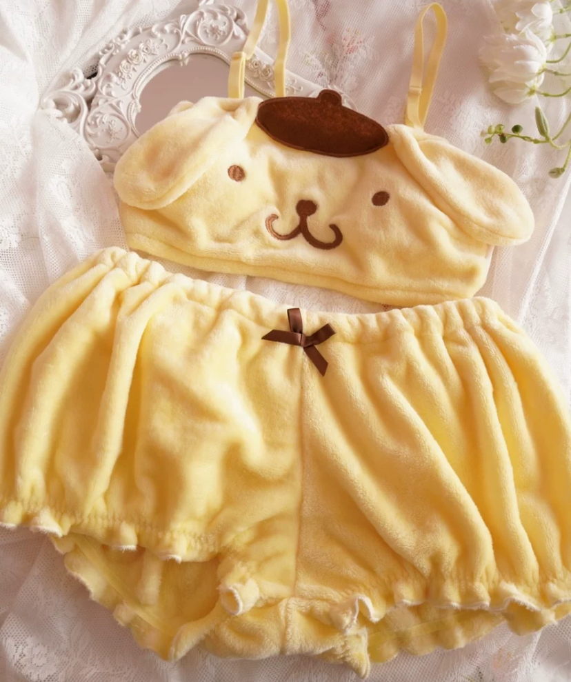 Cute big ears tube top set yellow