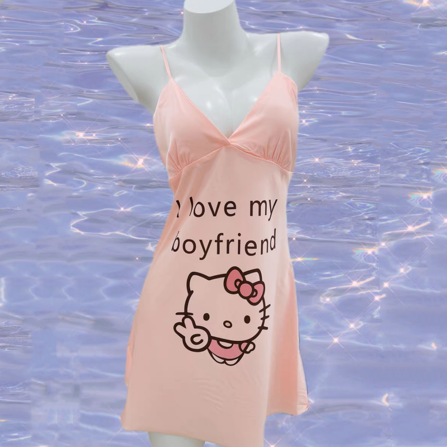 Pink suspender nightdress I love my boyfriend