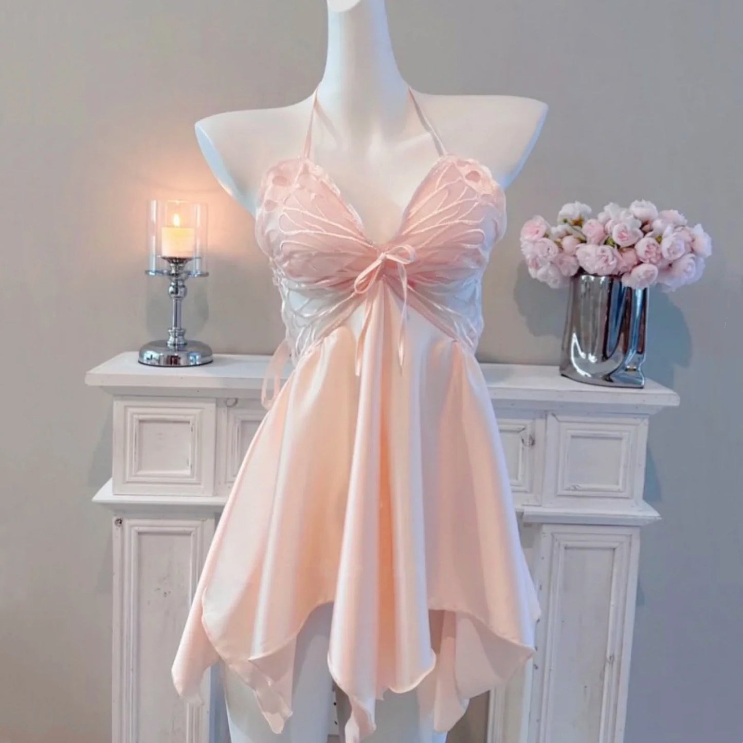 Butterfly Mesh Dress one size pink