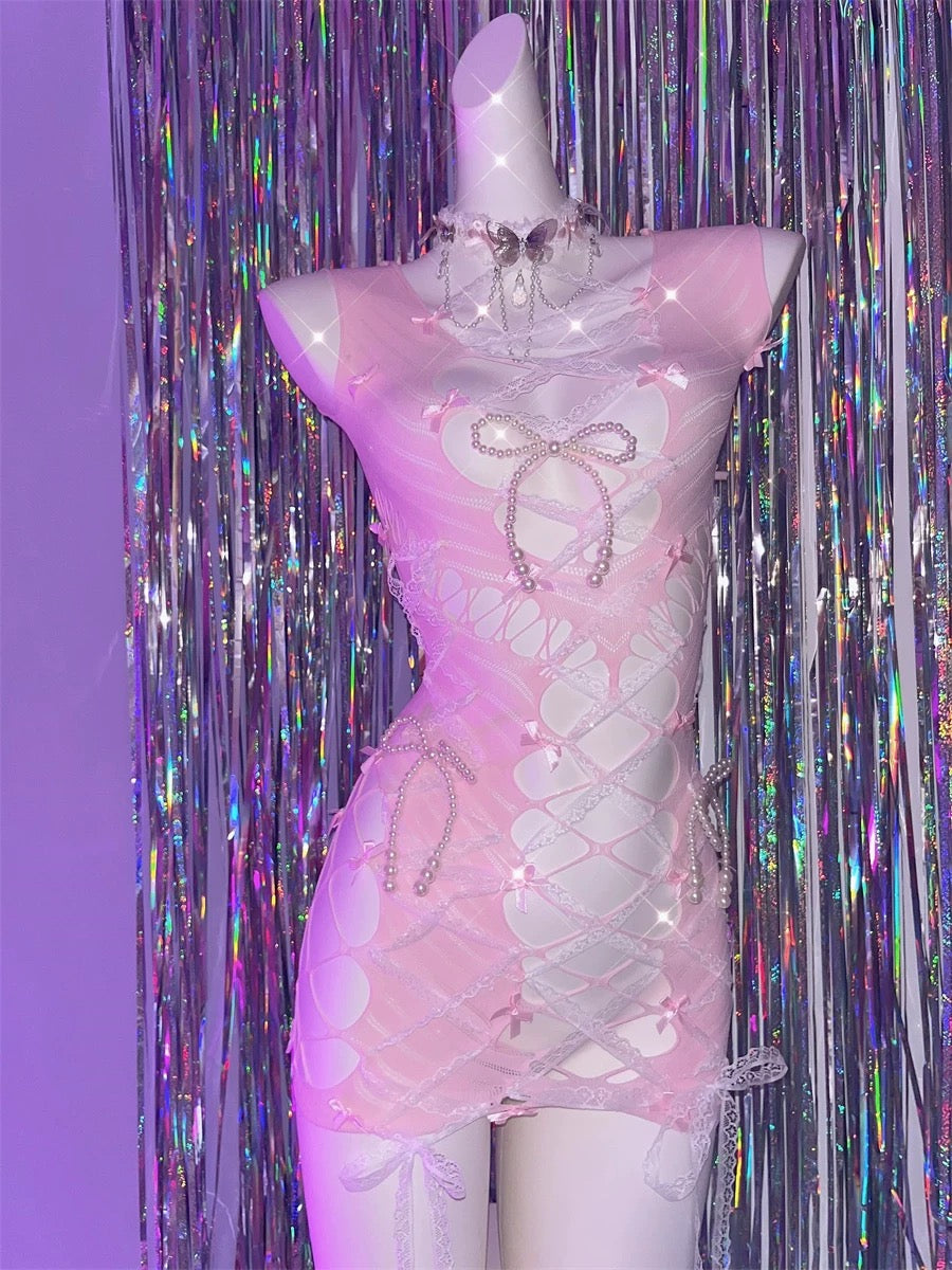 Pink Bow Hollow Dress