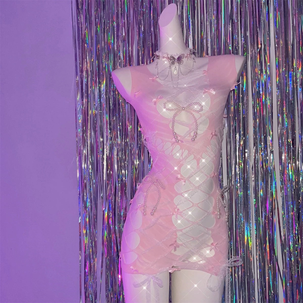 Pink Bow Hollow Dress