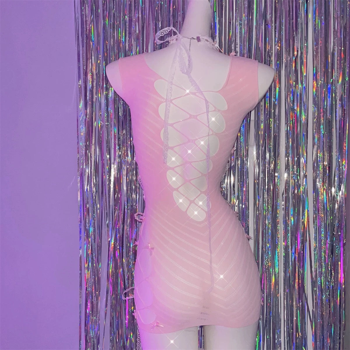 Pink Bow Hollow Dress