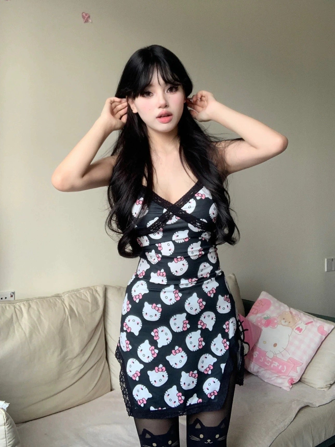 Cute strappy lace dress black