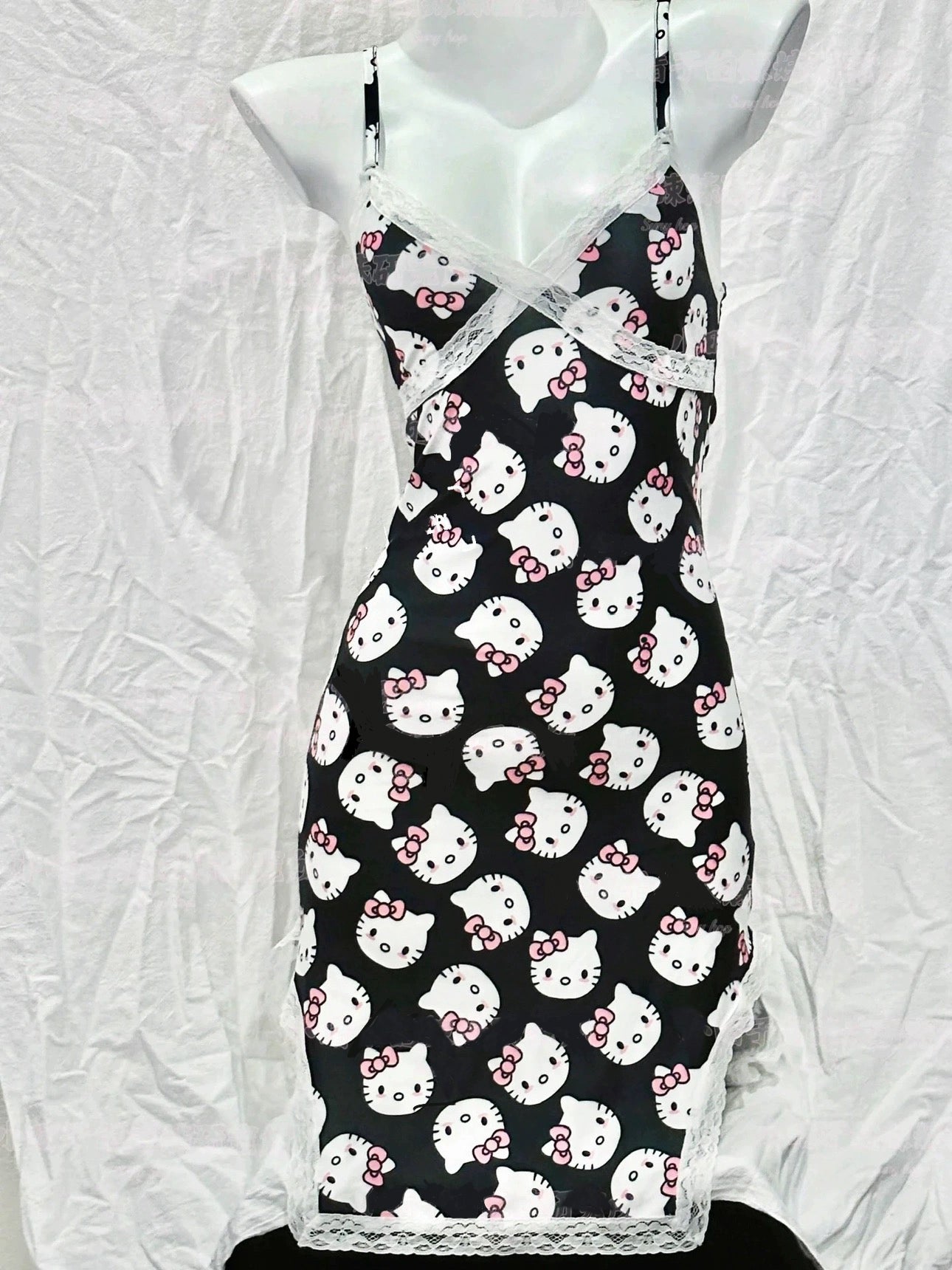 Cute strappy lace dress white black