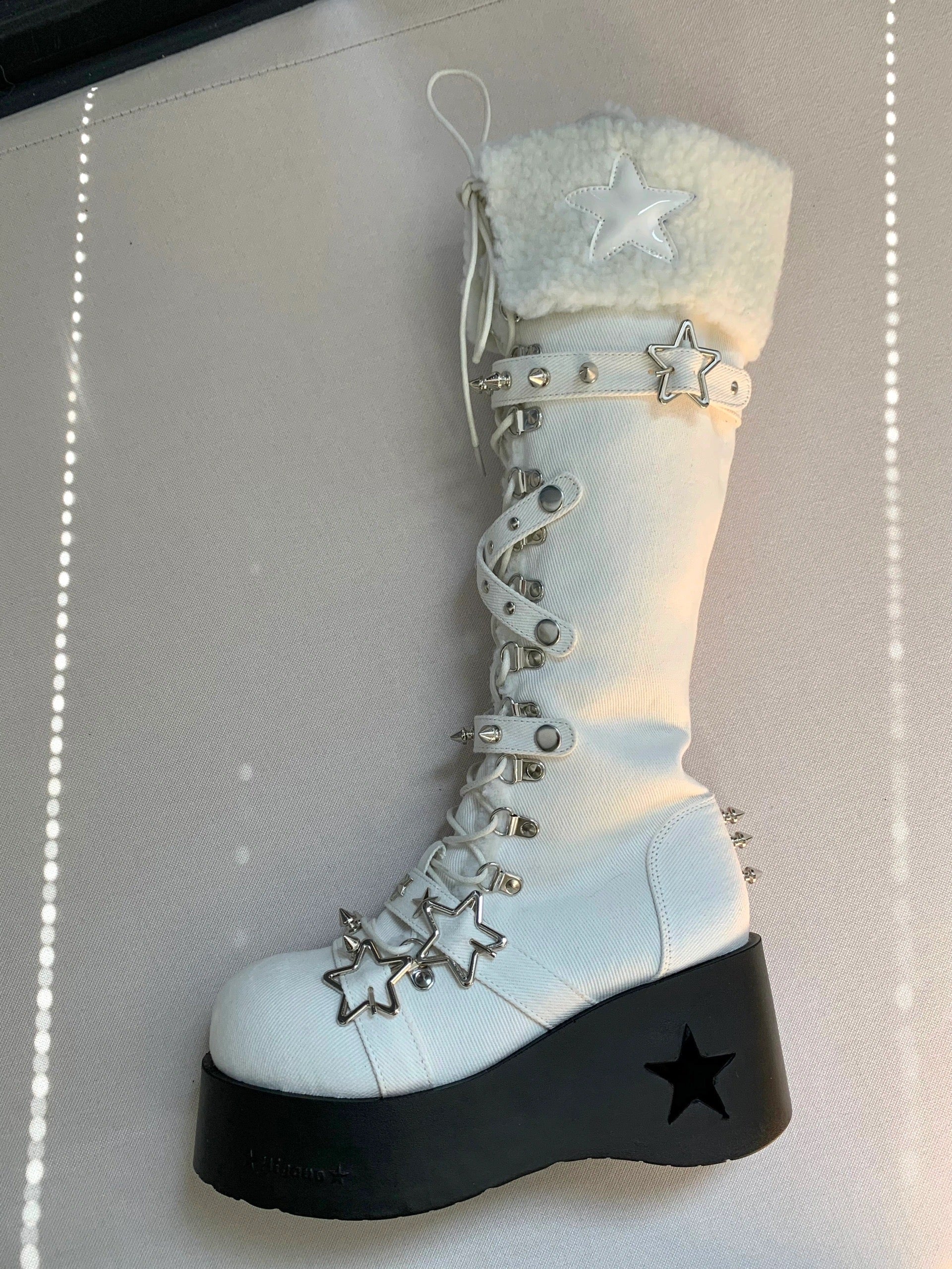 Cyber Star Platform Knee High Boots