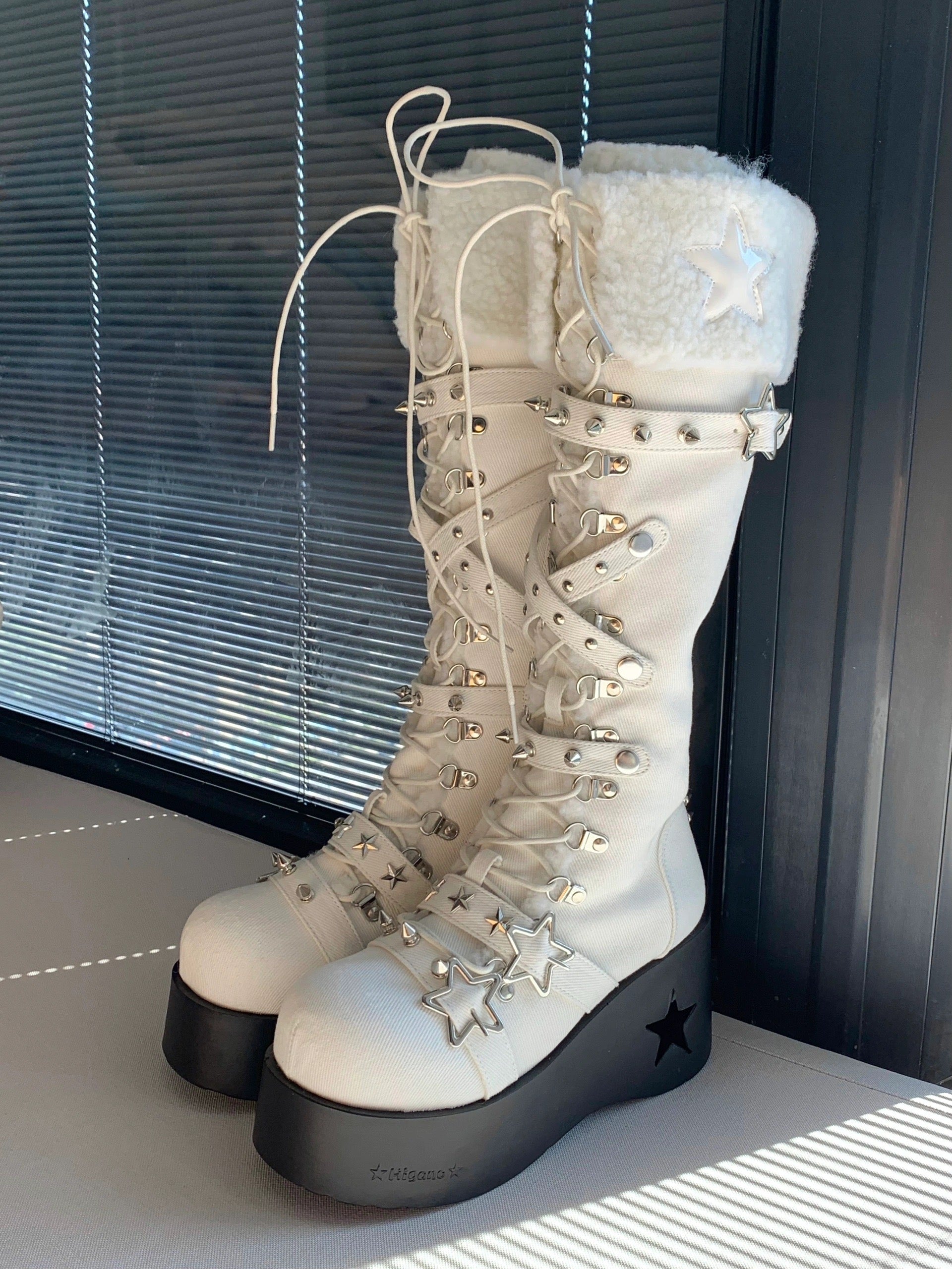 Cyber Star Platform Knee High Boots