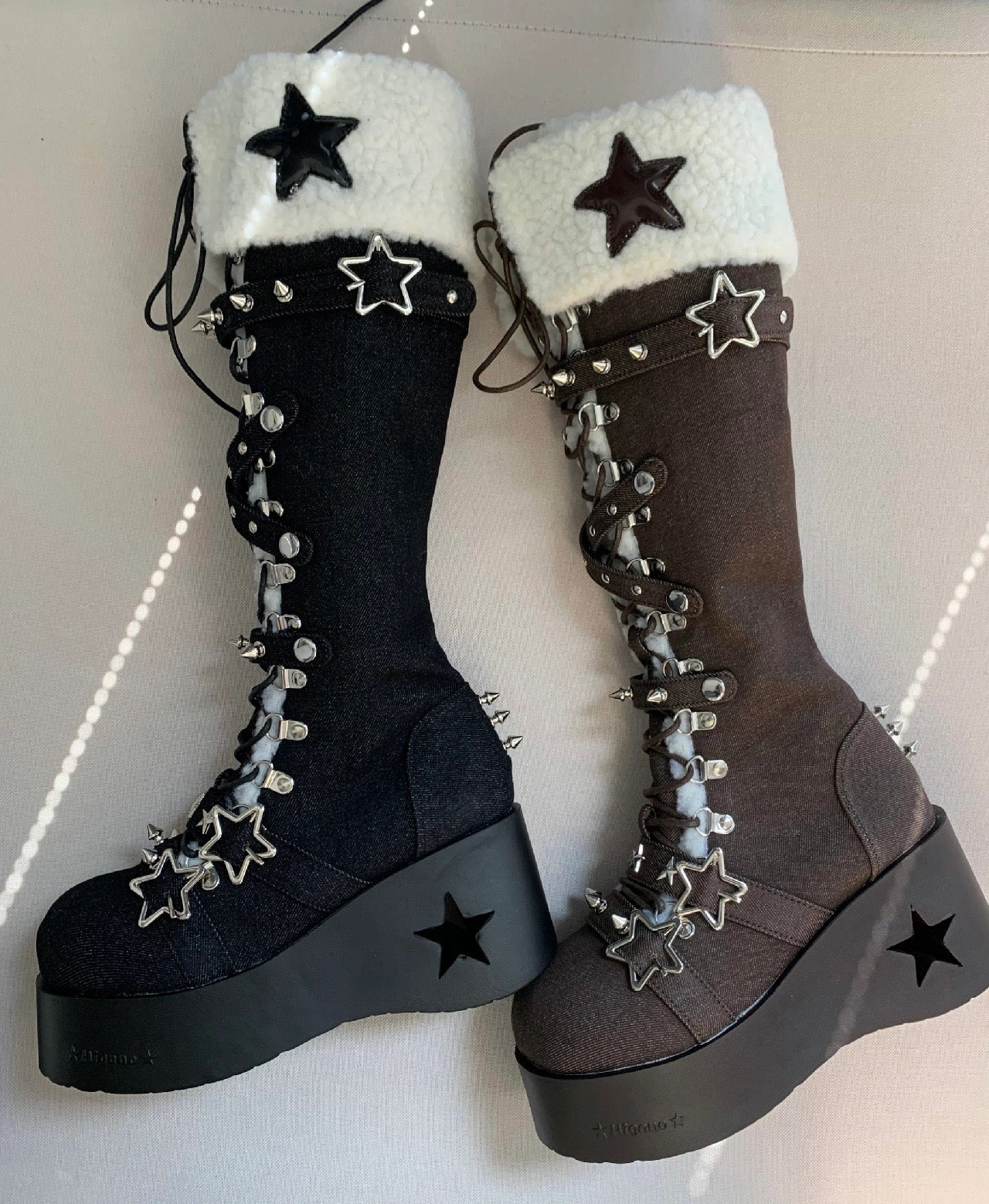 Cyber Star Platform Knee High Boots