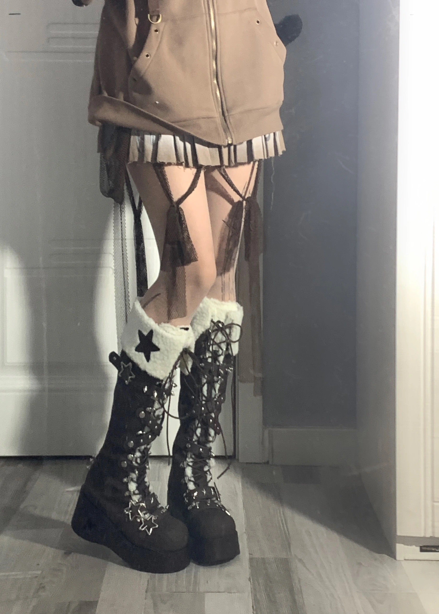 Cyber Star Platform Knee High Boots
