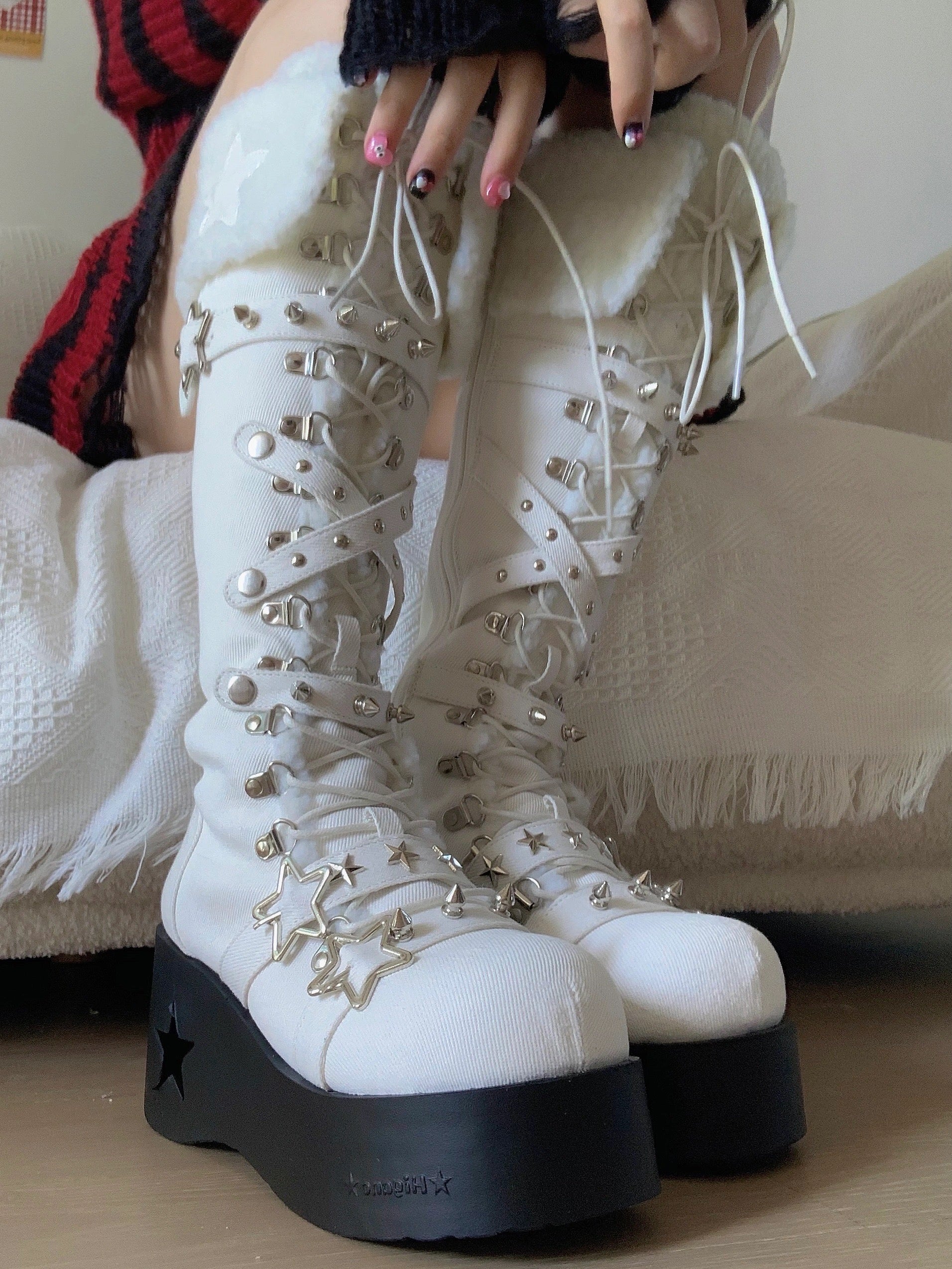 Cyber Star Platform Knee High Boots