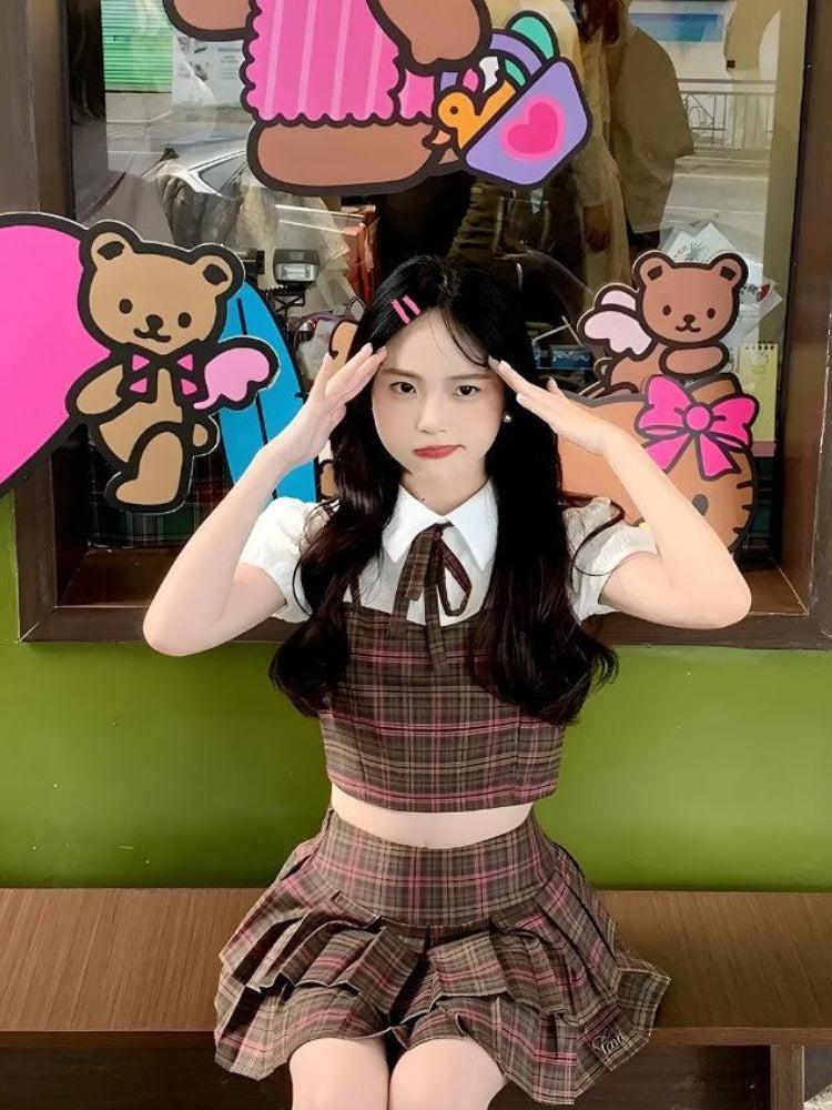 Kawaii Plaid Skirt Set