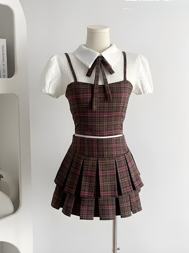 Kawaii Plaid Skirt Set