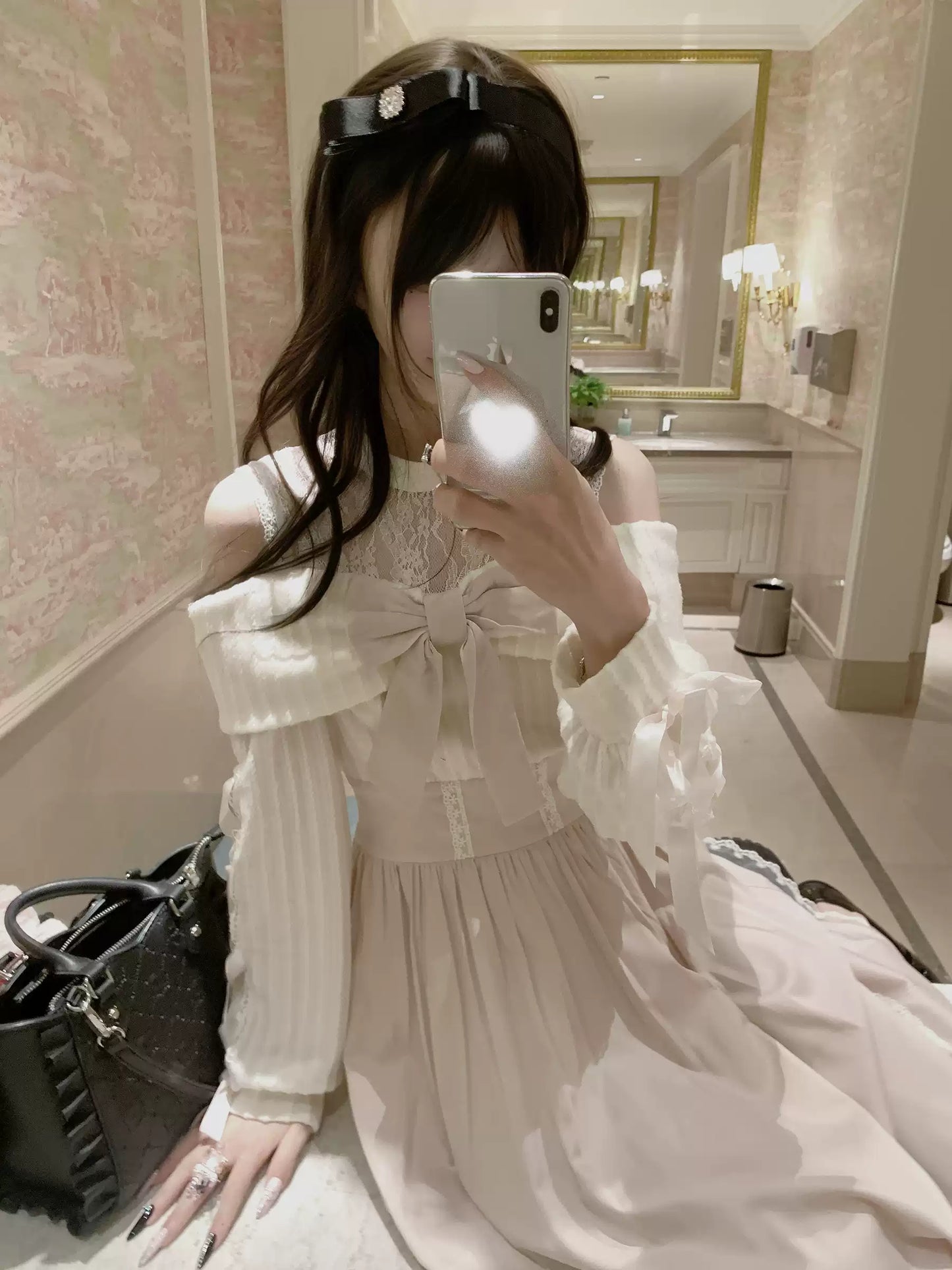 Gentle Light Pink Off-the-Shoulder Dress