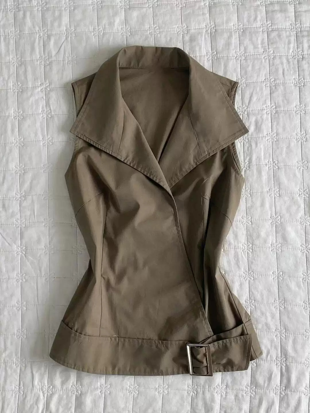 Khaki sleeveless shirt