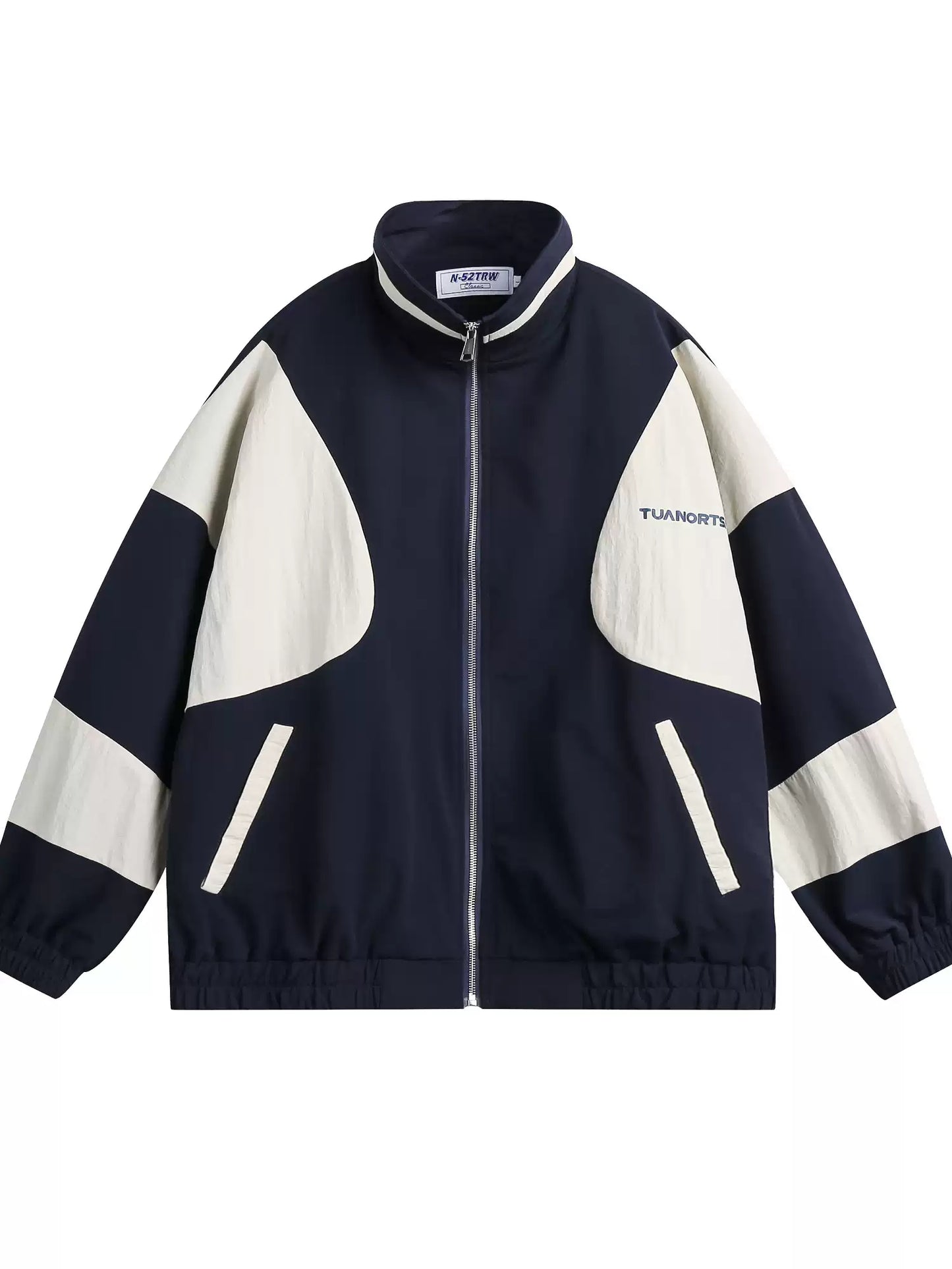 American retro contrast zipper sports jacket
