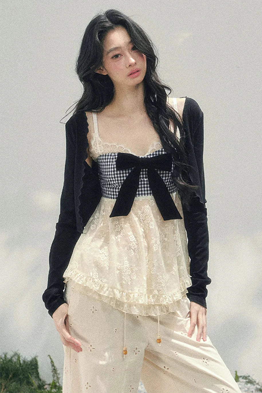 Ribbon Camisole + Slim Cardigan
