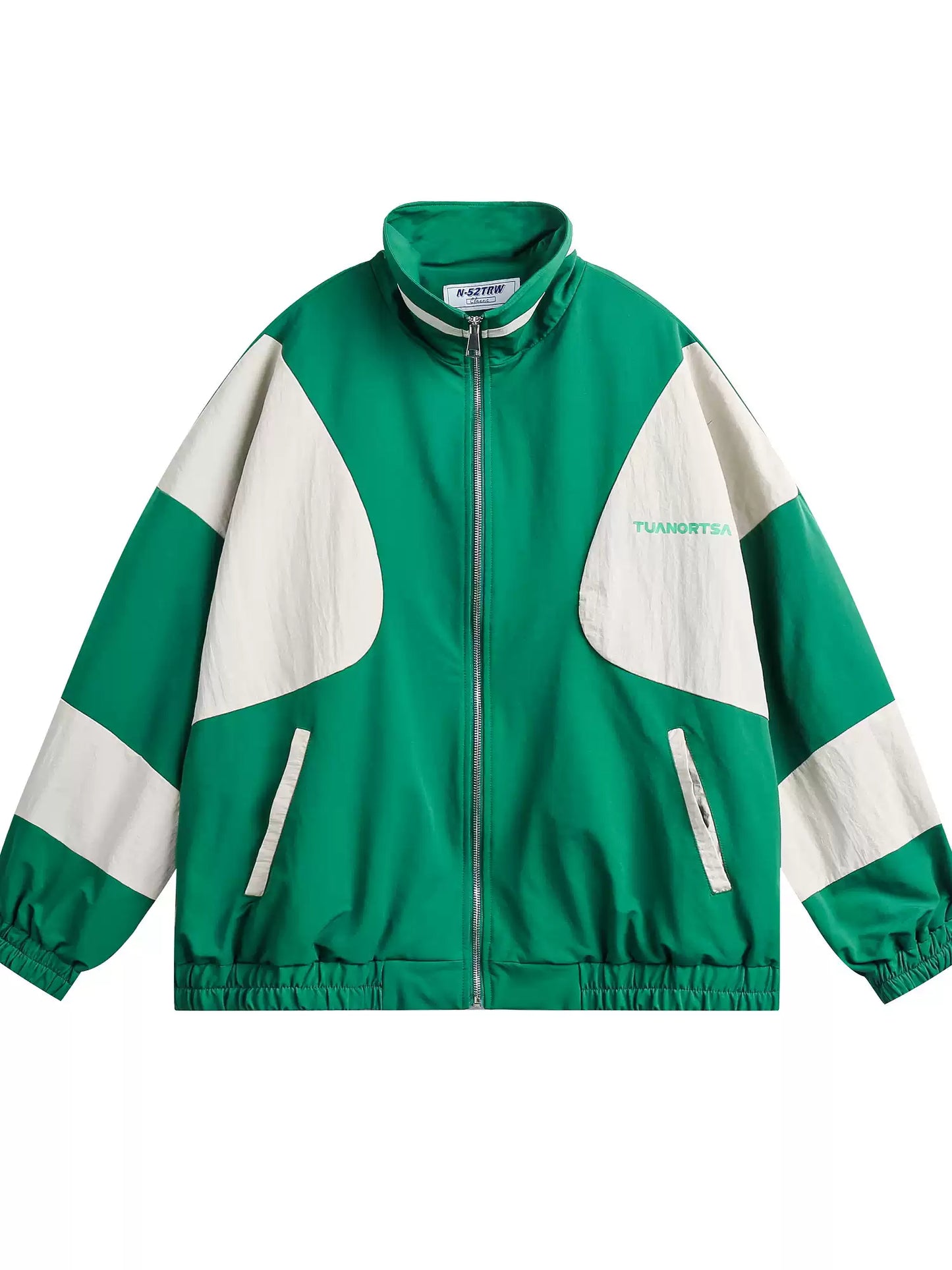 American retro contrast zipper sports jacket