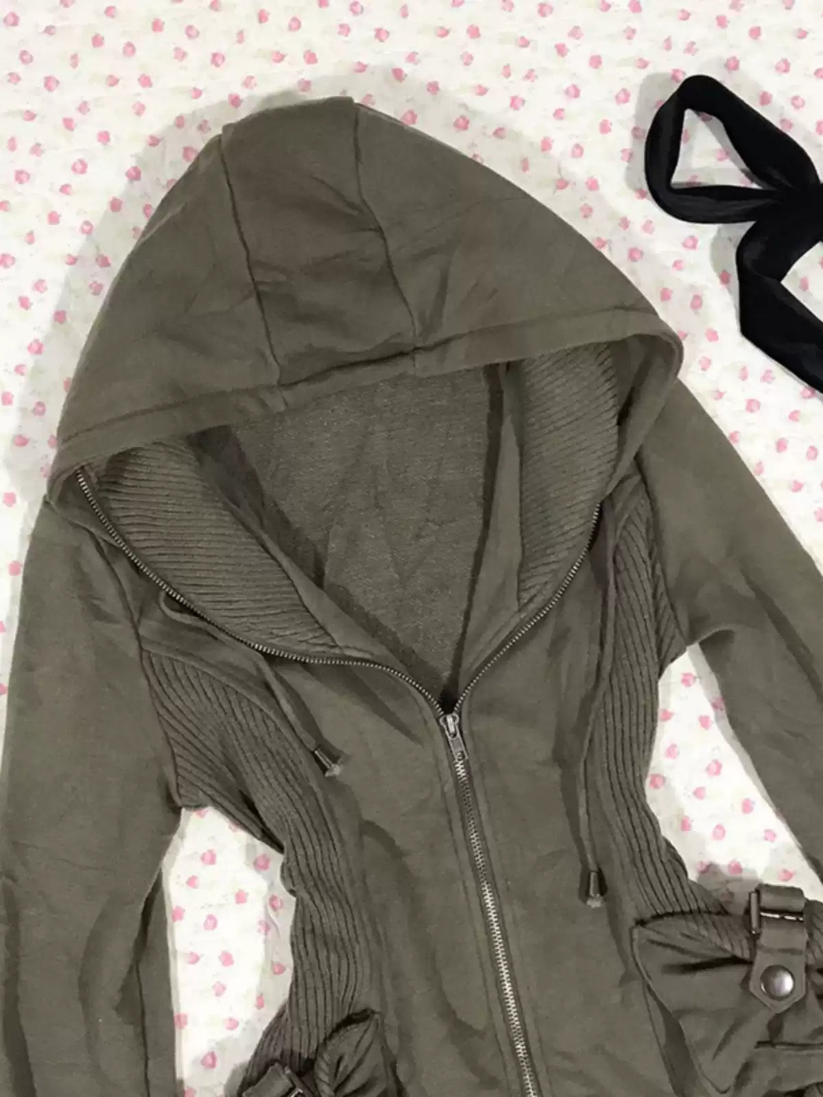 Olive green sweatshirt jacket