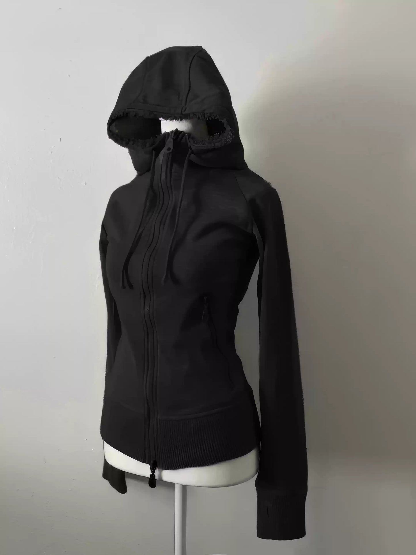gray lamb wool hooded sweatshirt jacket